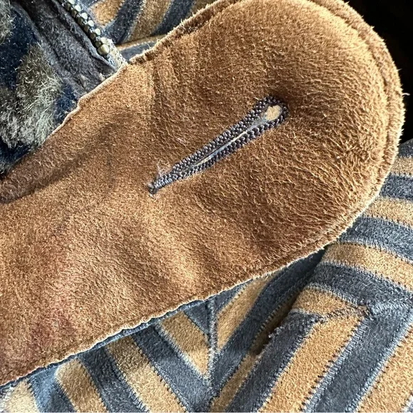 Dennis Basso Vintage Mink & Lamb Suede Shearling Chevron Piecework Jacket